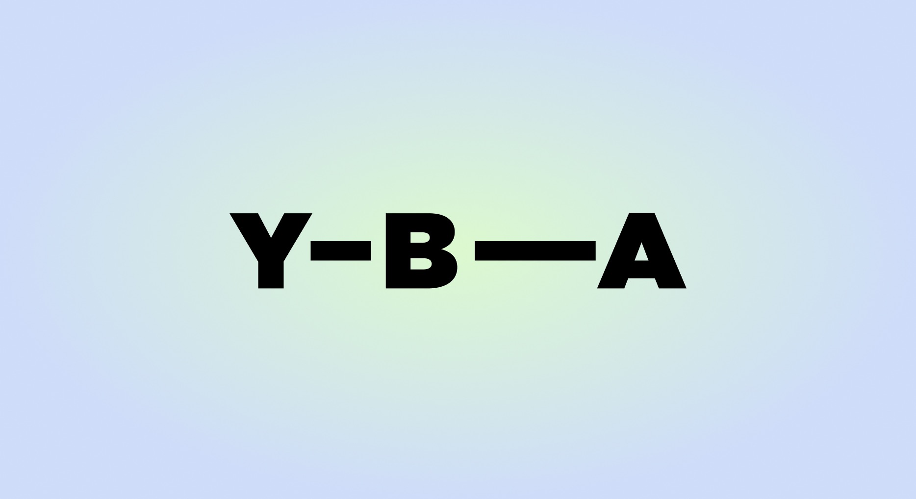 The new Y-B-A wordmark centred on the YBA gradient