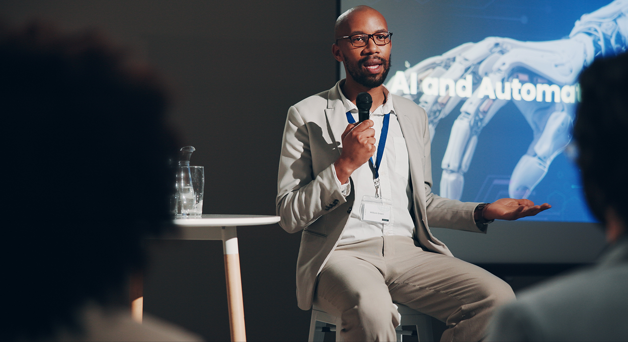 An industry leader speaking at a YBA event